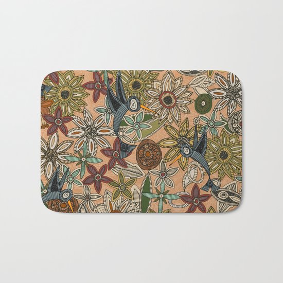 nectar bird garden peach Bath Mat