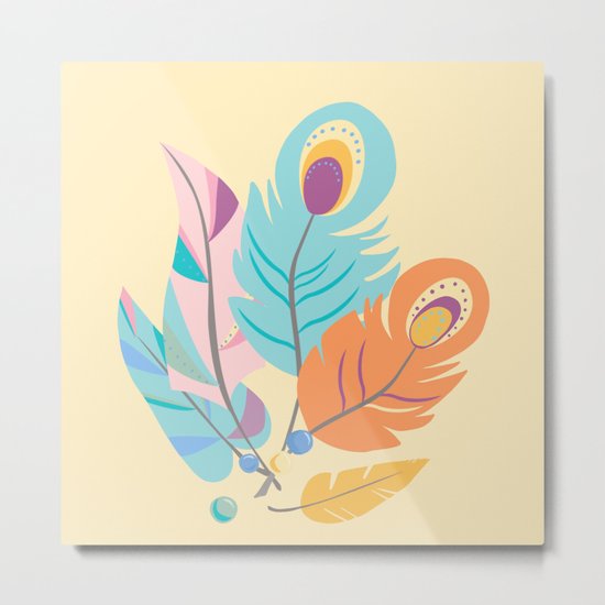 Stylized Peacock Feather Design Metal Print