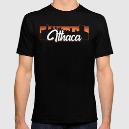 Vintage Ithaca New York Sunset Skyline T-Shirt T-shirt
