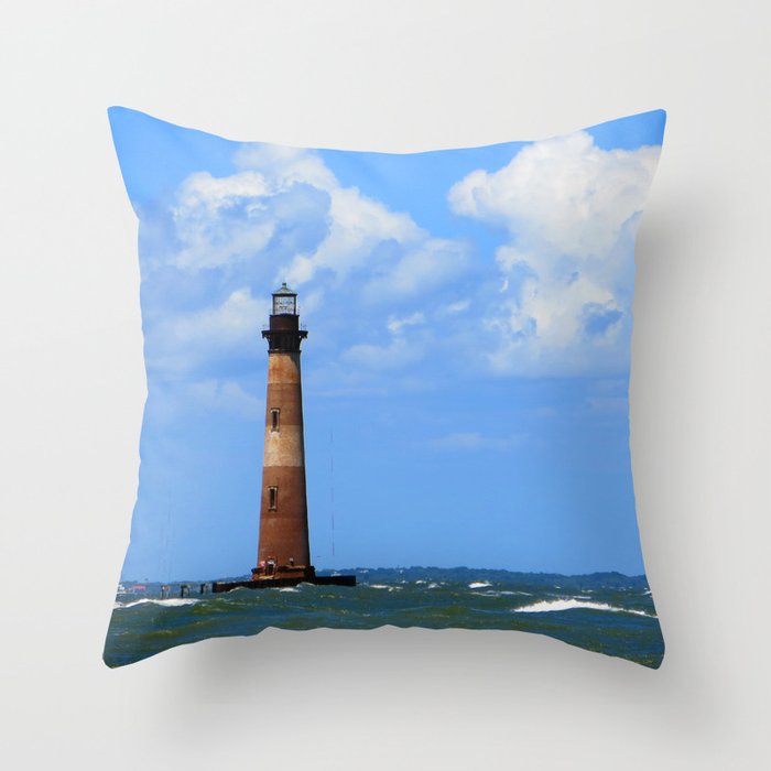 Morris Island Lighthouse Throw Pillow