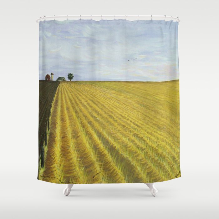 Alone Farm Acrylic On Canvas Shower Curtain