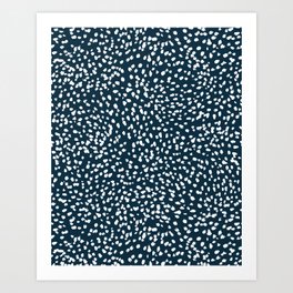 Navy Dots abstract minimal print design pattern brushstrokes painterly painting love boho urban chic Art Print