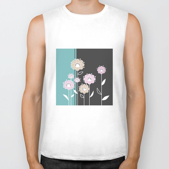 Floral applique . Retro . Biker Tank