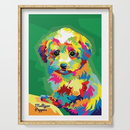 Maltipoo Dog Pop Art Illustration Serving Tray