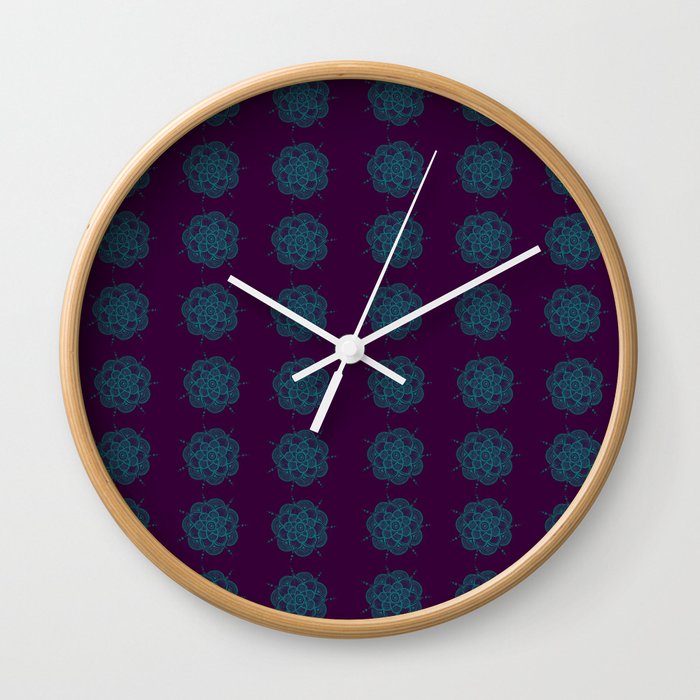 Turquoise Flowers Wall Clock