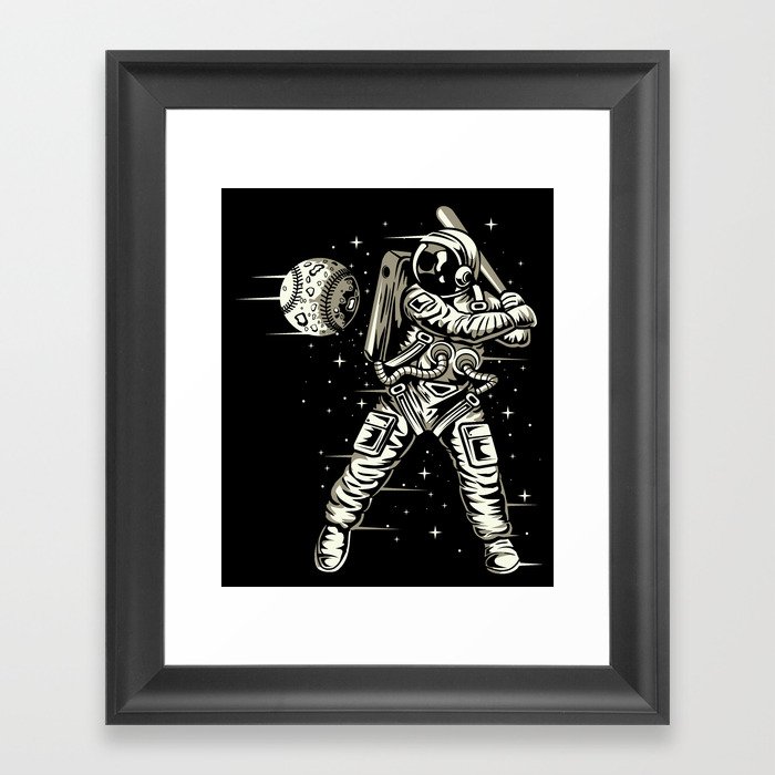 Space Baseball Astronaut Framed Art Print