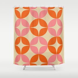 Mid Century Modern Pattern in Pink and Orange Shower Curtain