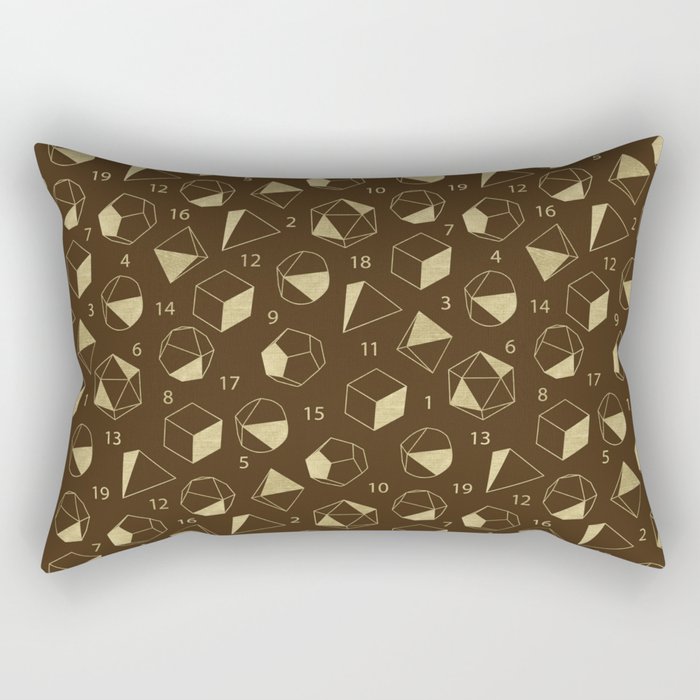 Dice Outline in Gold + Brown Rectangular Pillow