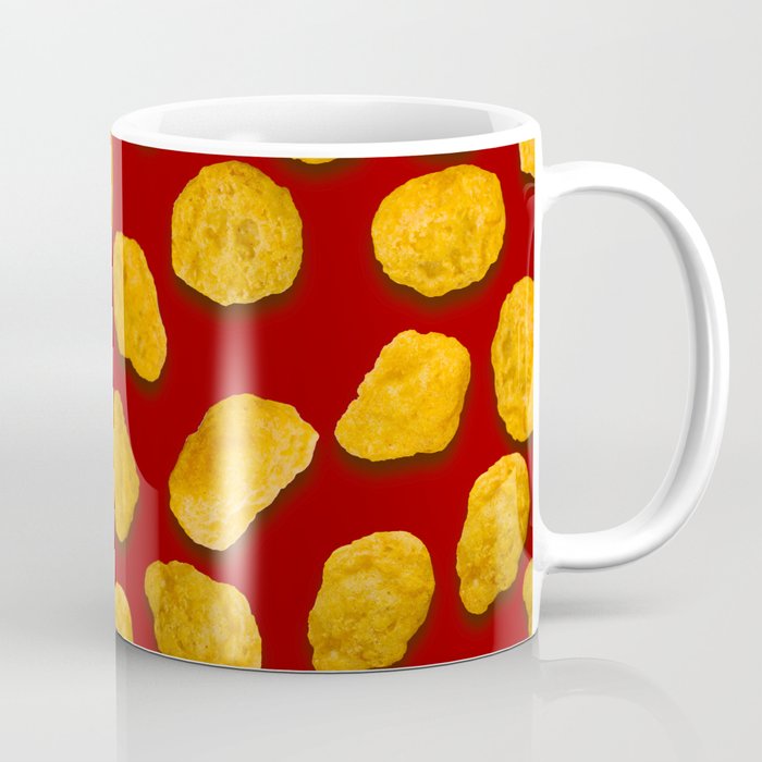 Real Chicken Nuggets Pattern On Ketchup Red Coffee Mug