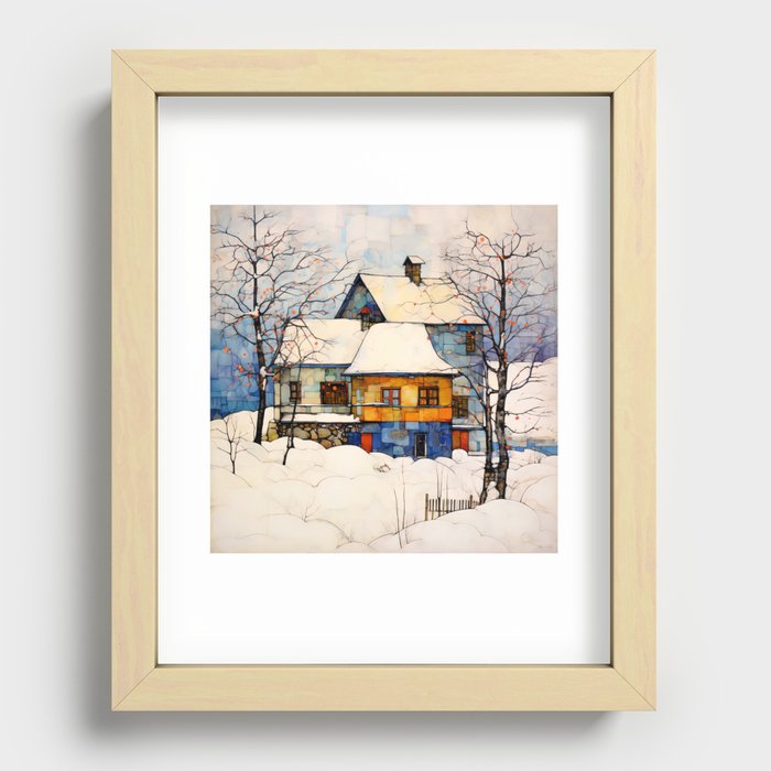 House in the Snow Recessed Framed Print