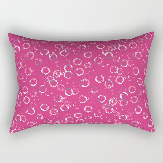 Polka Dots Stamps on Pink Yarrow Rectangular Pillow