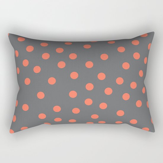 Simply Dots Deep Coral on Storm Gray Rectangular Pillow