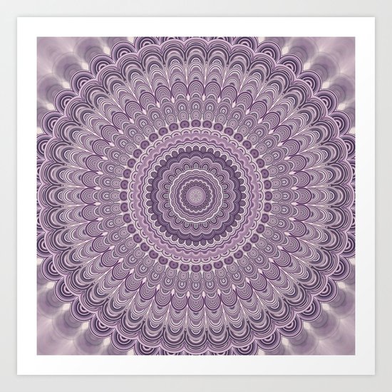 Purple feather mandala Art Print