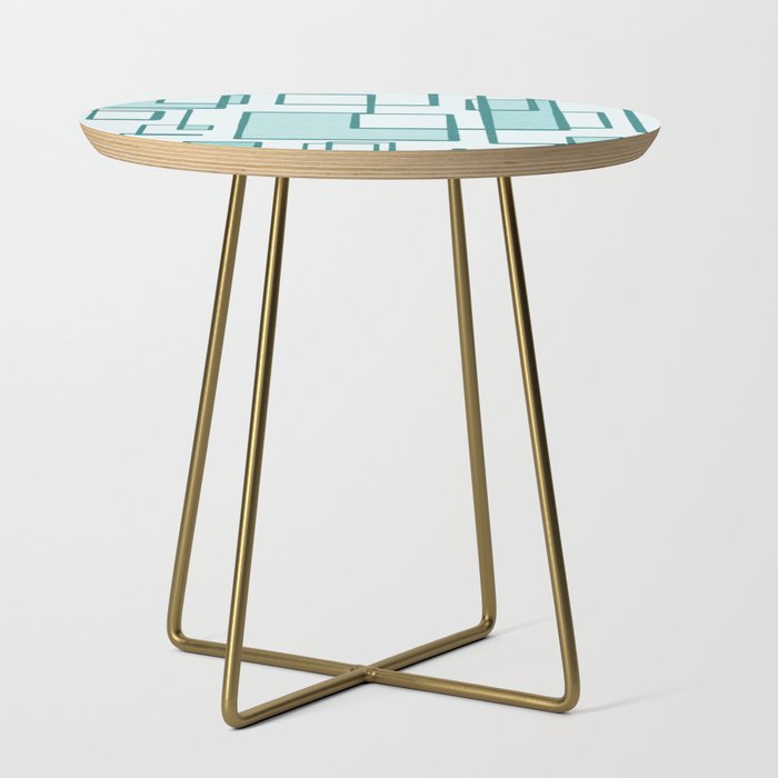 Piet Composition in Light Teal Blue - Mid-Century Modern Minimalist Geometric Abstract Side Table