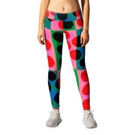 Abstract Modern Psychedelic Dots Hot Pink Leggings