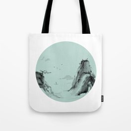 Landscape painting Chinese watercolor circle & lines Tote Bag