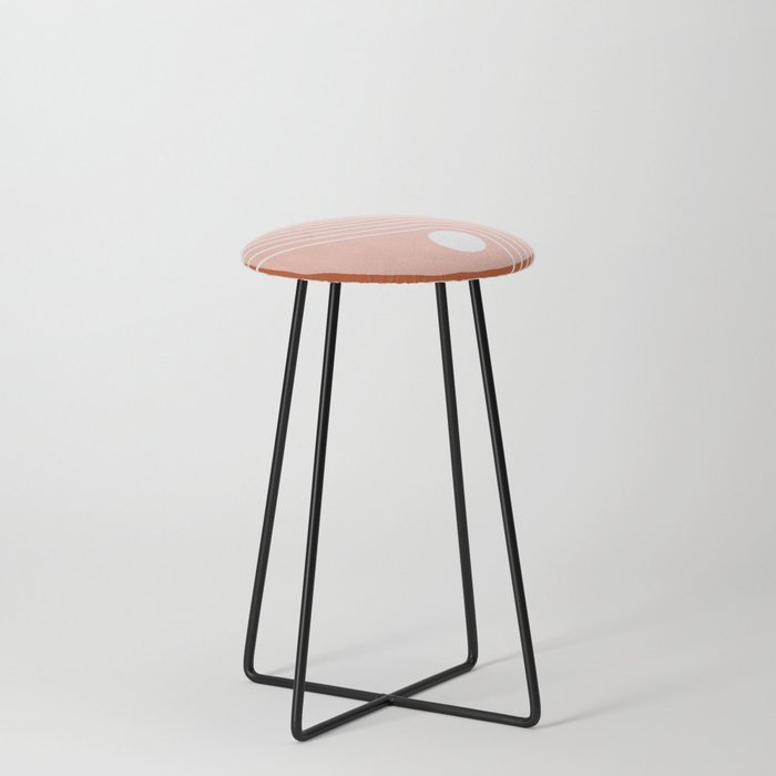 Geometric Lines and Shapes 12 - Rust and Rose Gold  Counter Stool