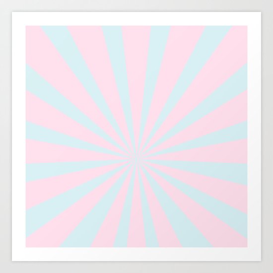 Starbust 60's pastel-Pink Aqua geometric Pattern Art Print