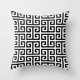 Large Black and White Greek Key Pattern Throw Pillow