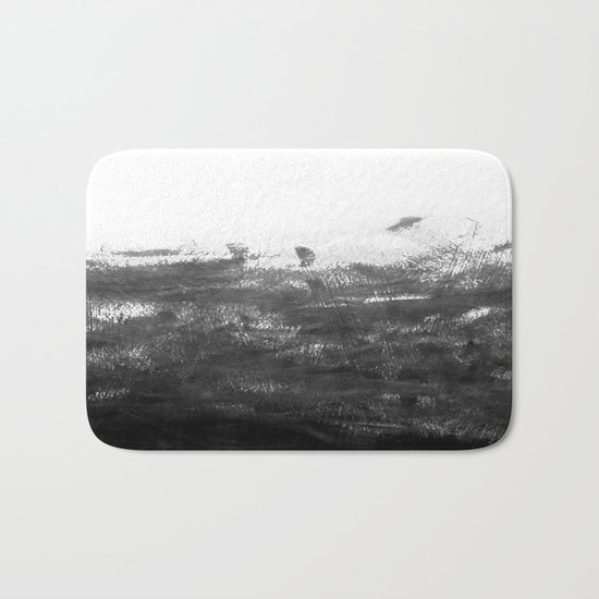 Durand - black and white minimal painting india ink brushstrokes abstract art canvas for home decor Bath Mat