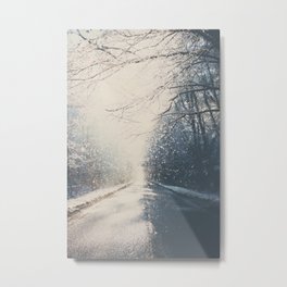 driving home for Christmas ... Metal Print | Englishdecor, England, Roadprint, Snowphotograph, Roadtrip, Wanderlust, Travelphotography, Photo, Englandroad, Winterprint 