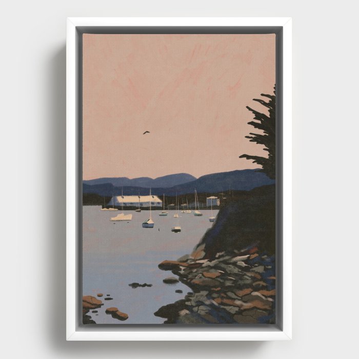 Monterey Harbor Landscape Framed Canvas