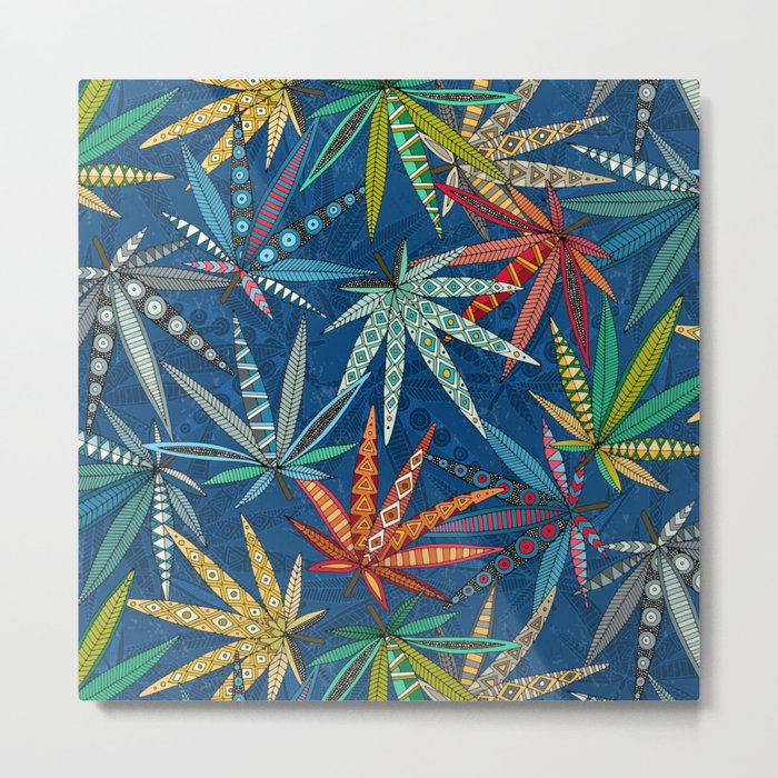 boho weed classic blue Metal Print