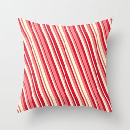 [ Thumbnail: Crimson, Light Coral & Light Yellow Colored Lines Pattern Throw Pillow ]