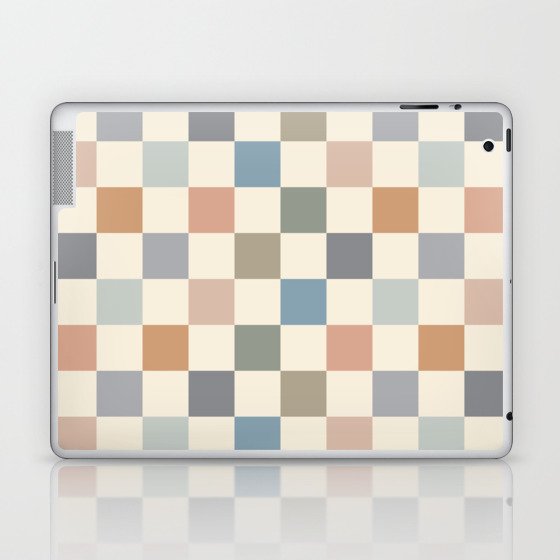 Blue & Beige Neutral Checker Laptop & iPad Skin