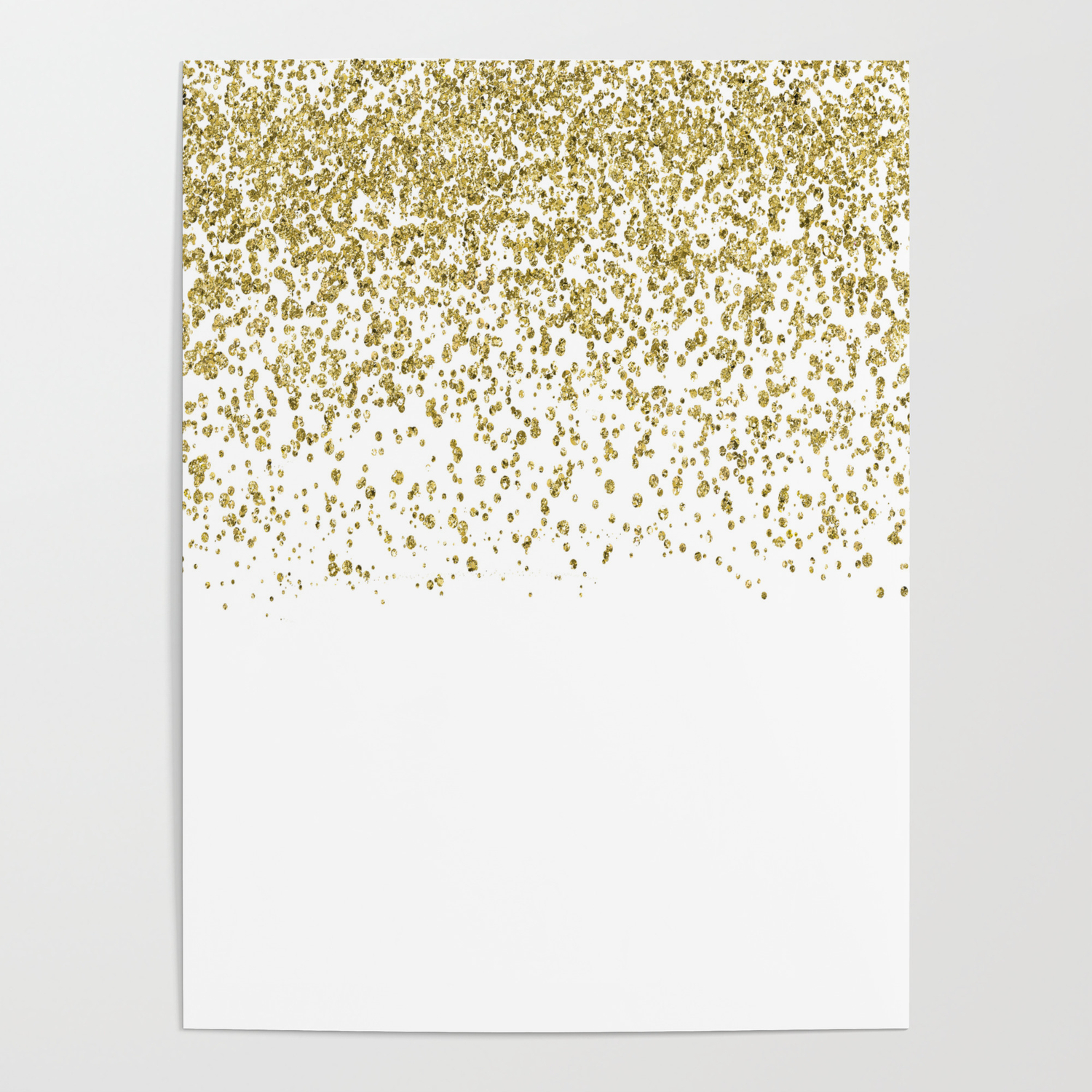 Sparkling gold glitter confetti on simple white background - Pattern Poster  by Better HOME | Society6
