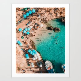Blue Lagoon beach of Comino, Malta Drone | Aerialphotography |  Travel Photography Europe Art Print Art Print
