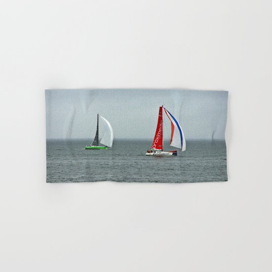 part 4 of 4 of Sailing Battle 42-56 - Transat Quebec St-Malo Hand & Bath Towel