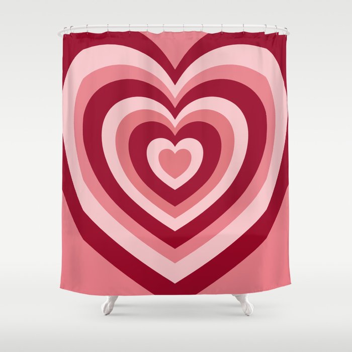 Rose Red Hypnotic Hearts Shower Curtain