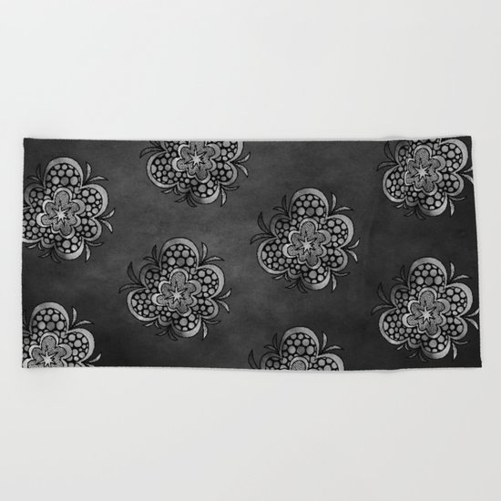 timespaceflower (black and white) ( HQ pixel ) Beach Towel