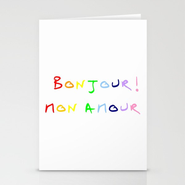 Bonjour mon amour - 3 rainbow Stationery Cards