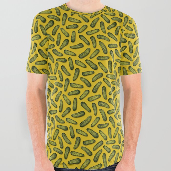 A Plethora Of Pickles - Green & Yellow Gherkin Pattern All Over Graphic Tee