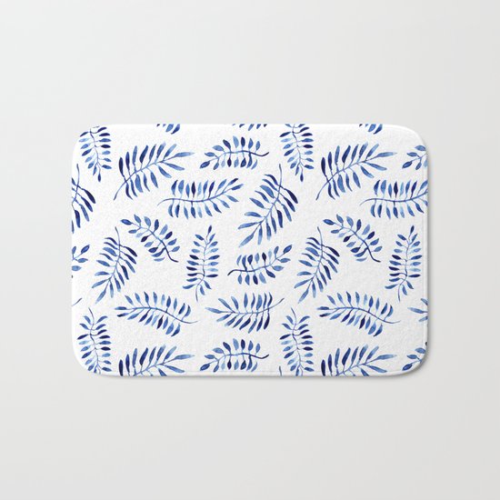 Blue nature || watercolor Bath Mat