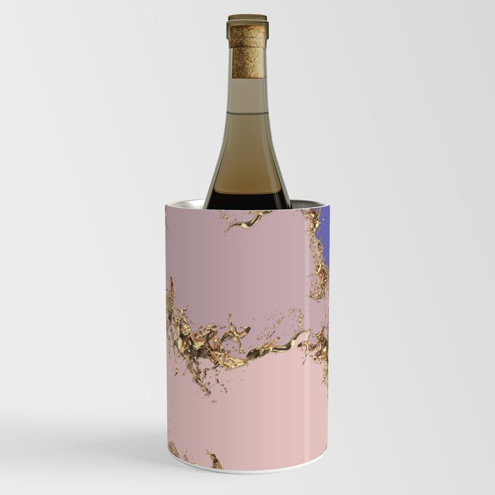 Very Peri and Lotus Gold Splatter Abstract Wine Chiller