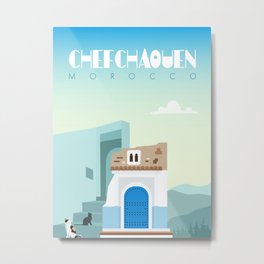 Chefchaouen city Poster, Morocco travel poster, morocco landmark, Visit morocco Metal Print