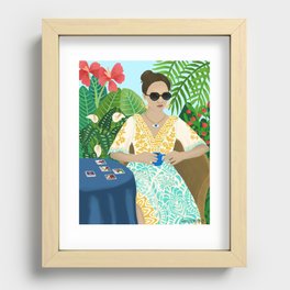 Tarot Reader Woman Mystic Cool Girl in Tropical Setting Horoscope Recessed Framed Print