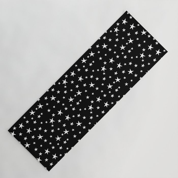 Mini Stars - White on Black Yoga Mat