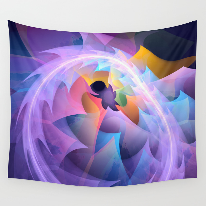 Cyclone Of Feelings Colourful Fractal Abstract Wall Tapestry By