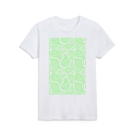 Paisley (Light Green & White Pattern) Kids T Shirt