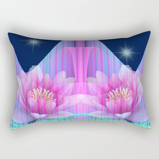 Magical night with Lotus flowers Rectangular Pillow
