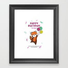 Red Panda Wishes Happy Birthday To You Red Panda Framed Art Print