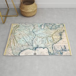 Antique Maps - Old Cartographic maps - Antique Map of Louisiana - Course of Mississippi, 1718 Area & Throw Rug