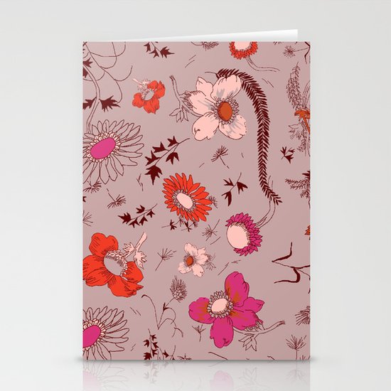 large floral print - pinks Stationery Cards