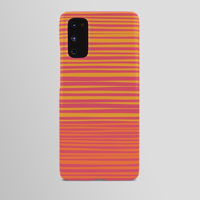 Natural Stripes Modern Minimalist Colour Block Pattern Magenta Orange Mustard Ochre Android Case