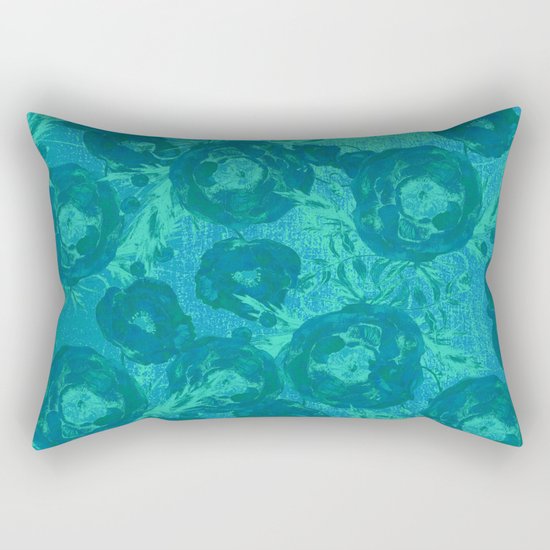 Abstract Poppy Pattern Blue Rectangular Pillow