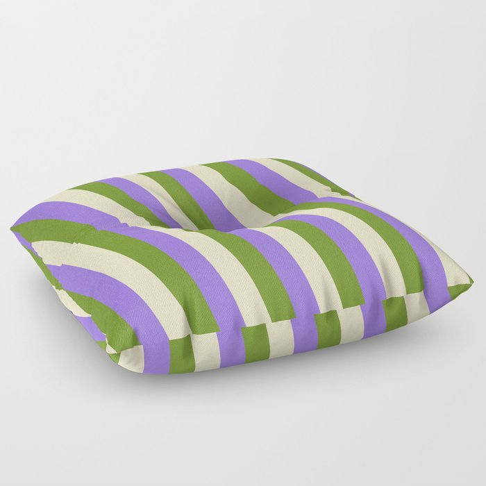 Purple, Green, and Bisque Colored Lines/Stripes Pattern Floor Pillow
